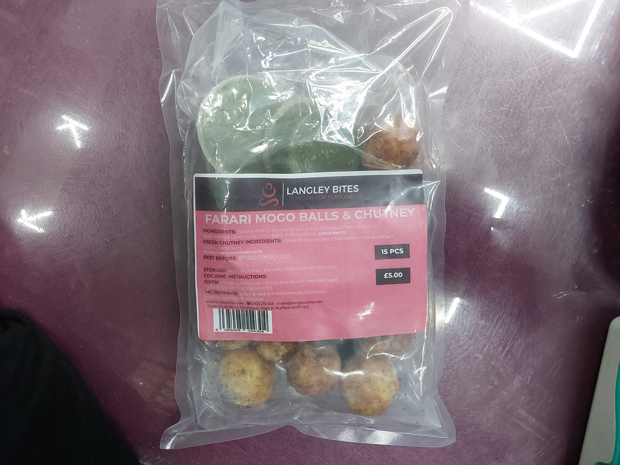 Langley bites farari mogo balls (15) & chutney