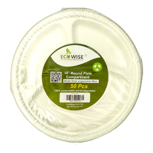 Eco Wise 10 Inch 3 Segments Plastic Plates