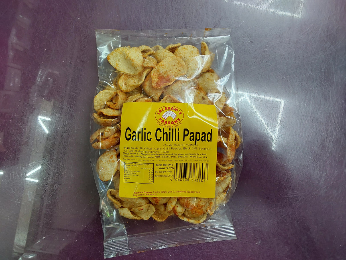 Jalaram's farsans garlic chilli papad 100g