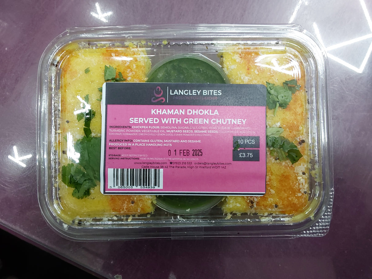 Langley bites khaman dhokla (with green chutney) 10pcs